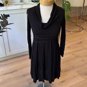 VGUC Cop Copine black long sleeve layered  jersey dress w banded waist detail.